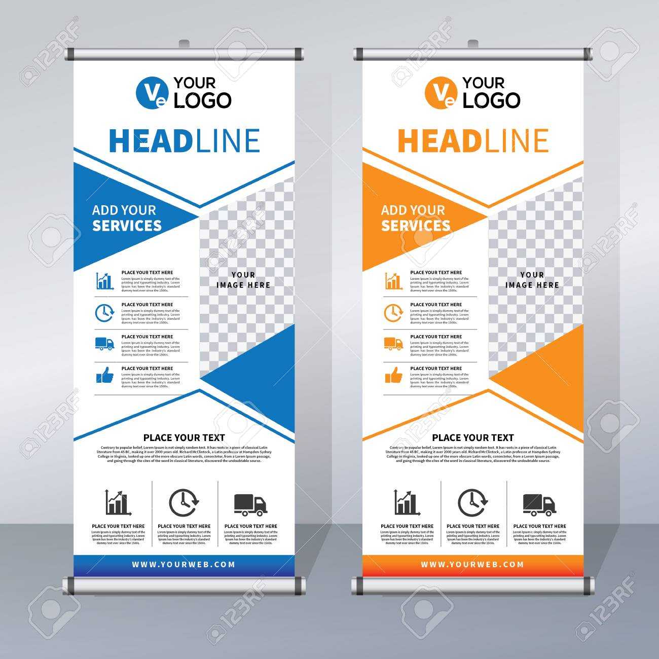 Roll Up Banner Design Template, Vertical, Abstract Background,.. In College Banner Template