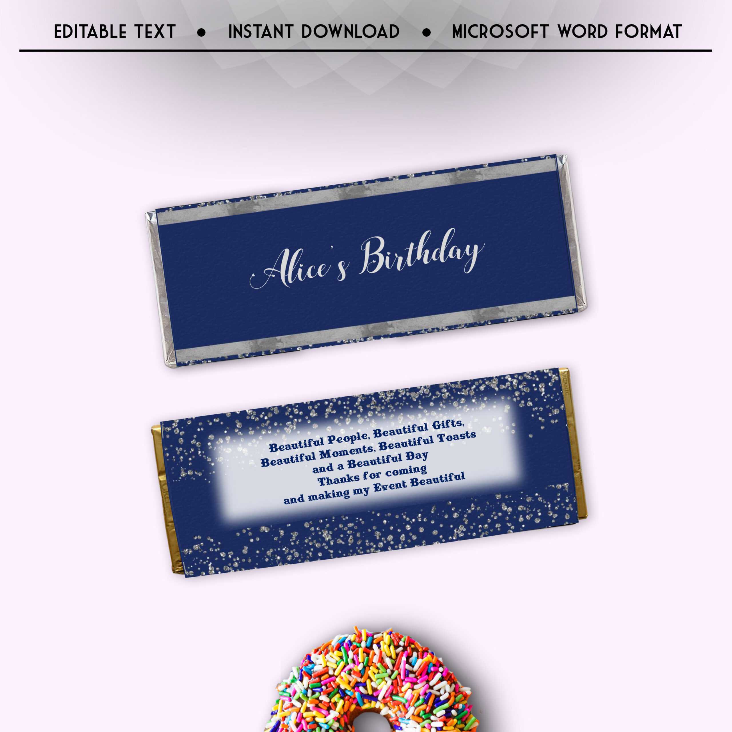 Royal Blue And Silver Candy Bar Wrapper Template, Editable Birthday Hershey  Bar Wrapper, Candy Bar Wraps, Chocolate, Instant Download, Pr3 In Candy Bar Wrapper Template Microsoft Word