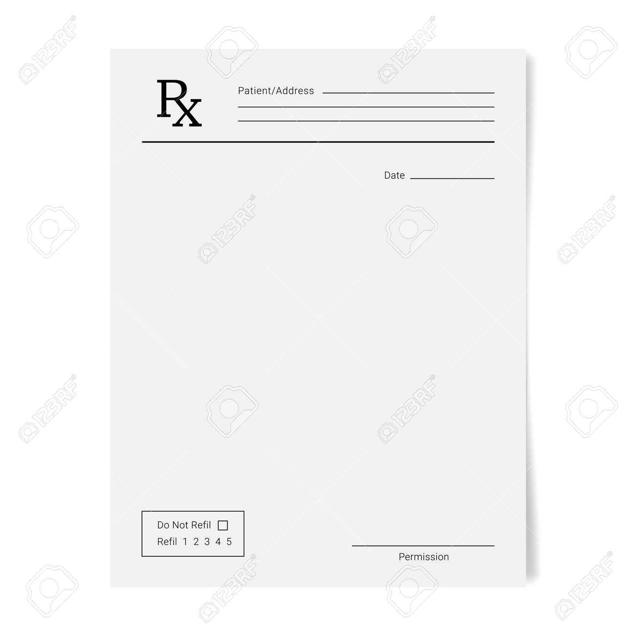 Rx Pad Template. Medical Regular Prescription Form Regarding Blank Prescription Form Template