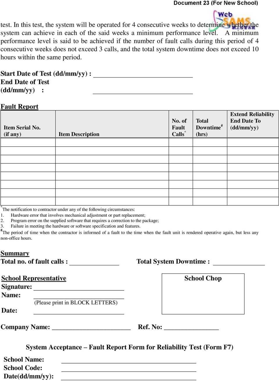 Sample Of Hardware Equipment Acceptance Form – Pdf Free Download Throughout Equipment Fault Report Template