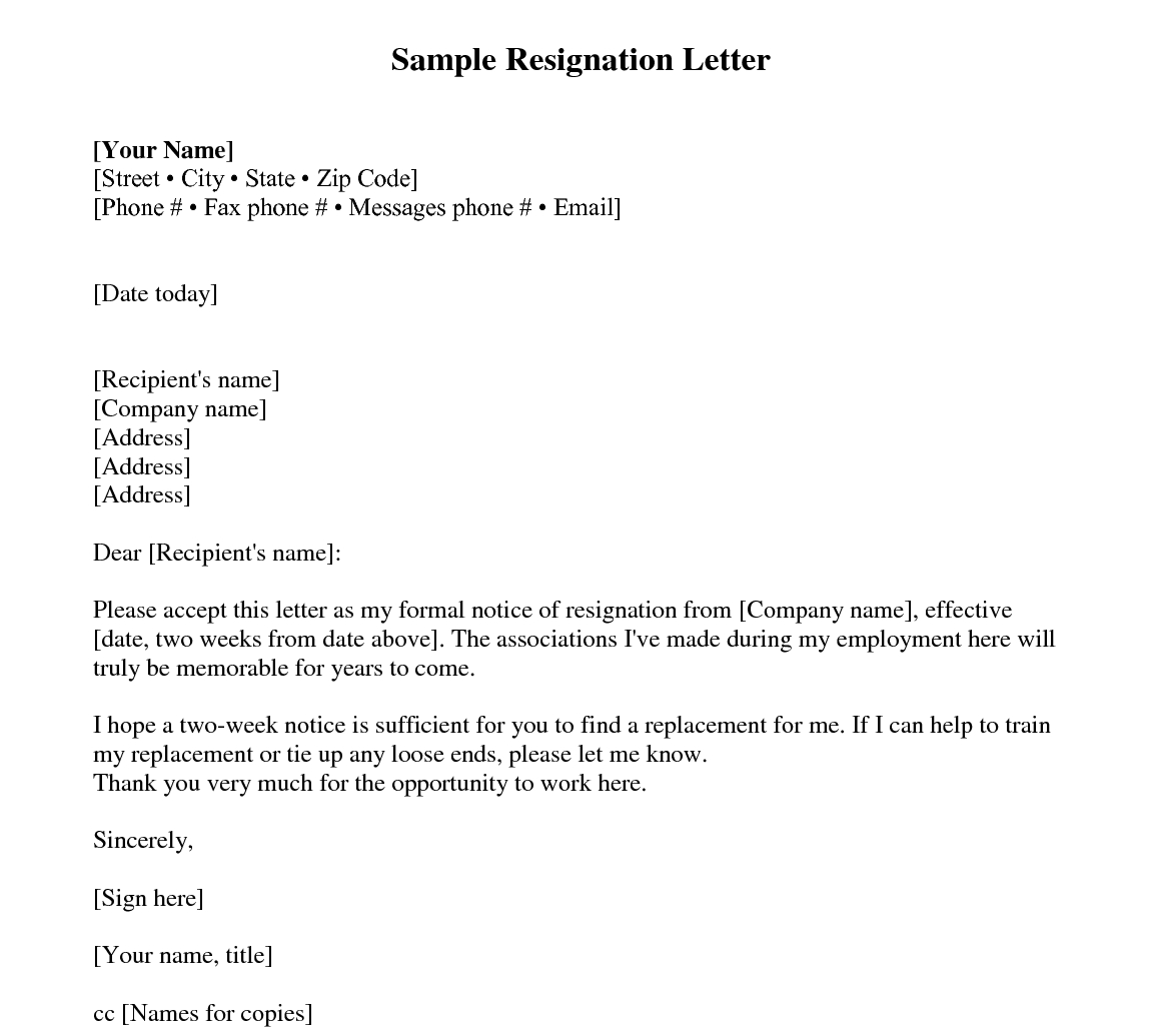 Sample Resignation Letter 2 Weeks Notice – Every Last With 2 Weeks Notice Template Word