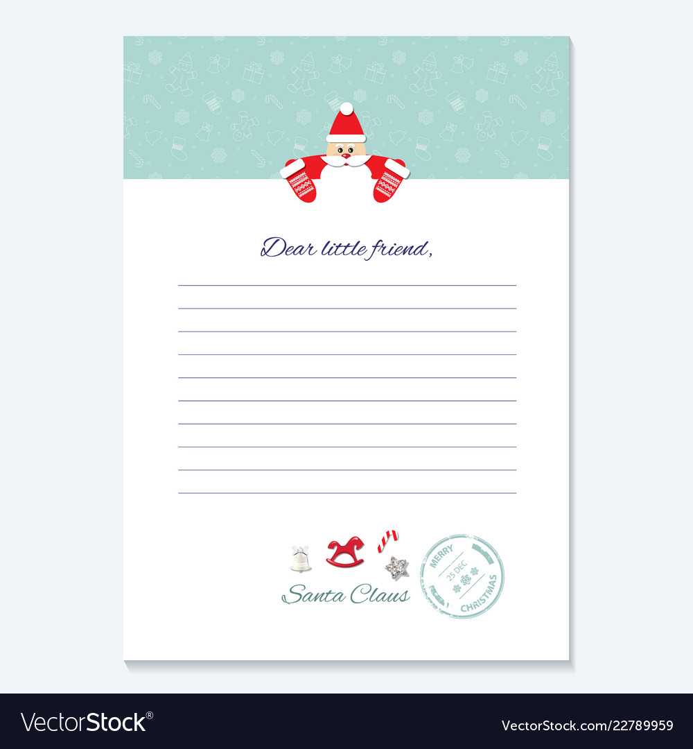 Santa Claus Letter Decorative Blank Template A4 Throughout Blank Letter From Santa Template