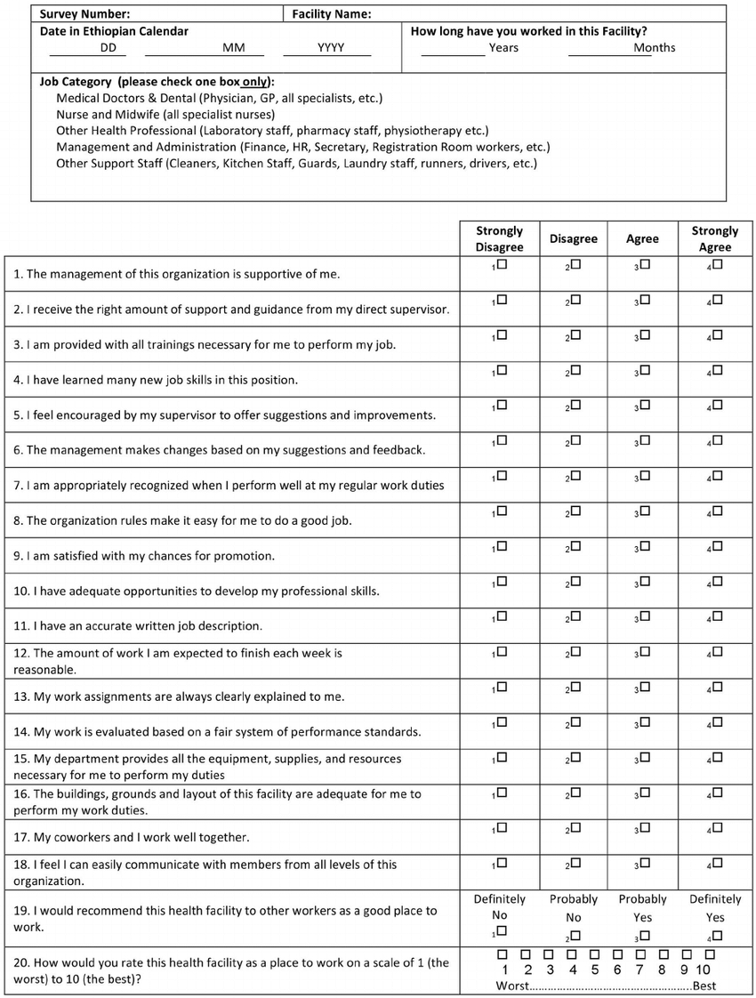 Satisfaction Of Employees In Health Care (Sehc) Survey Regarding Employee Satisfaction Survey Template Word