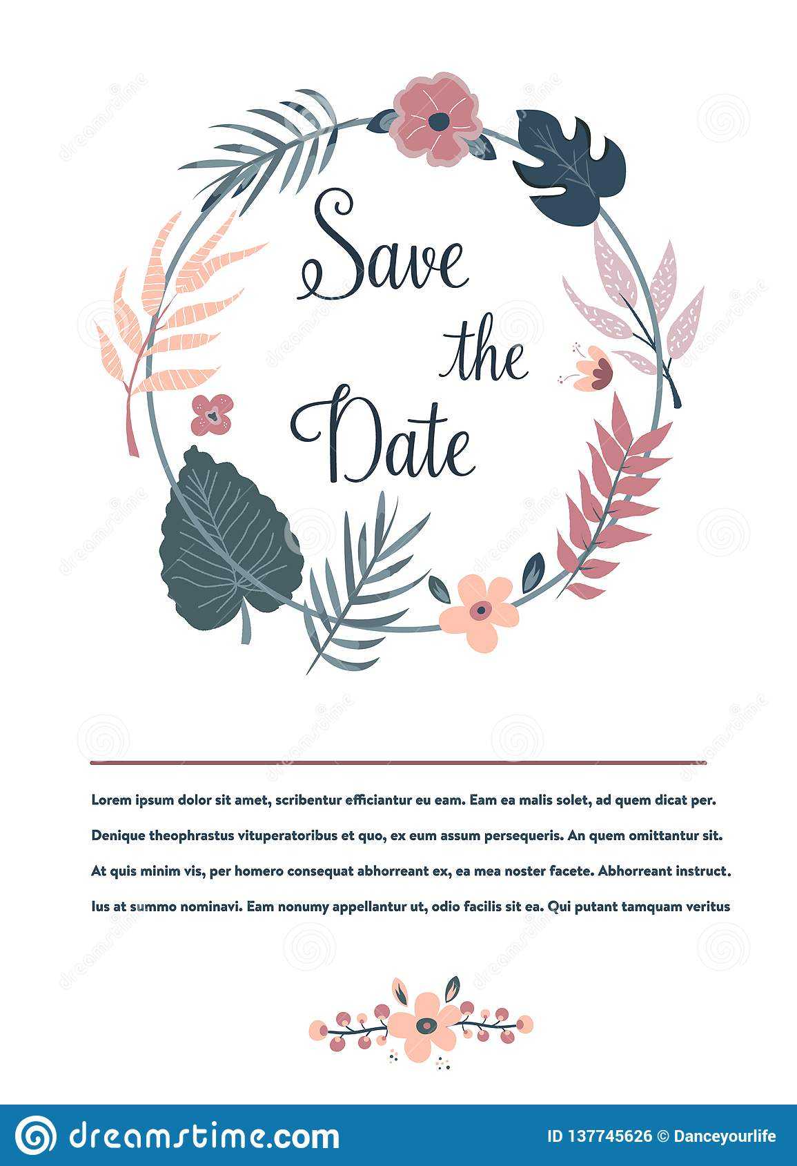 Save The Date Banner, Invitation With Foliage Stock Vector Intended For Save The Date Banner Template