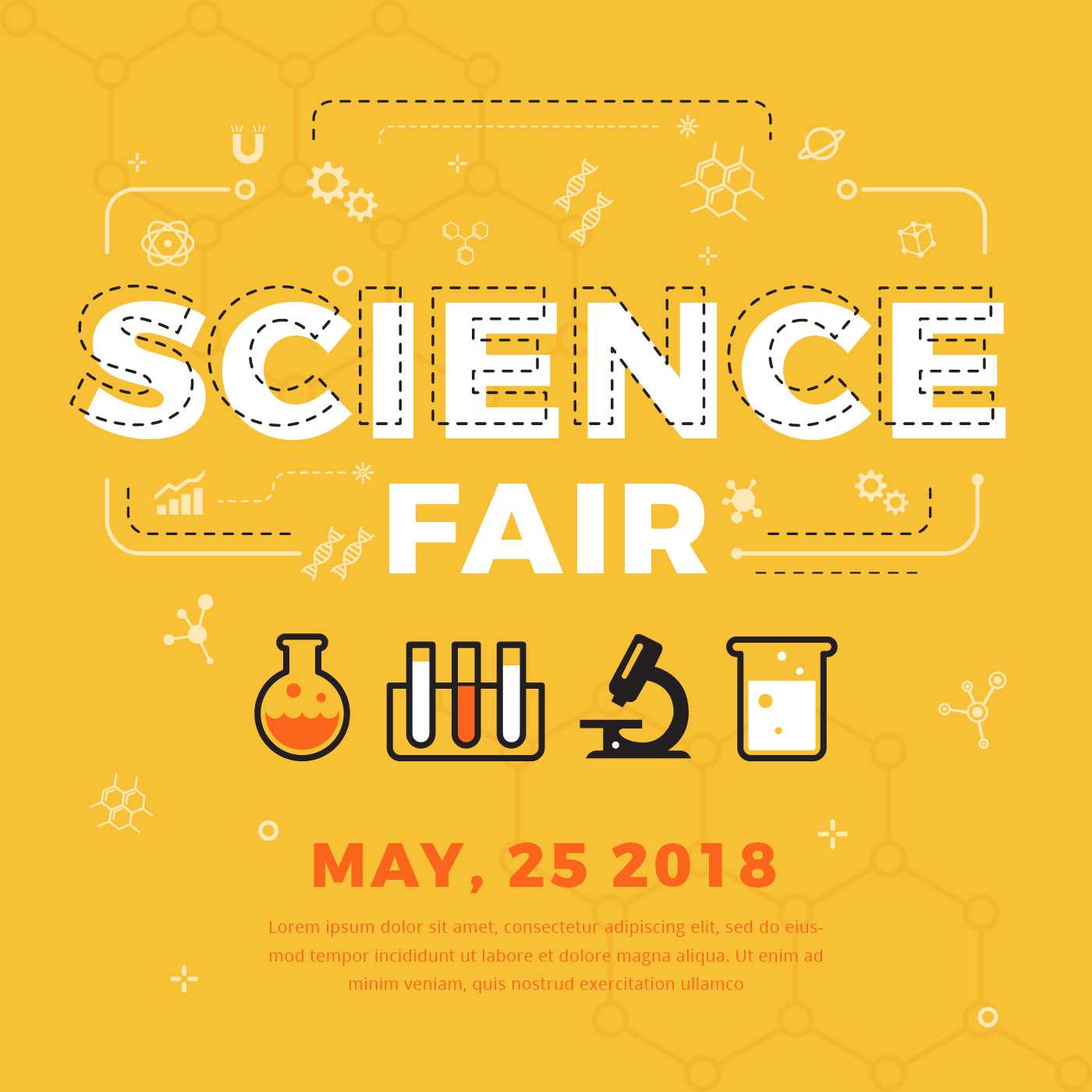 Science Fair Poster Vector – Download Free Vectors, Clipart For Science Fair Banner Template