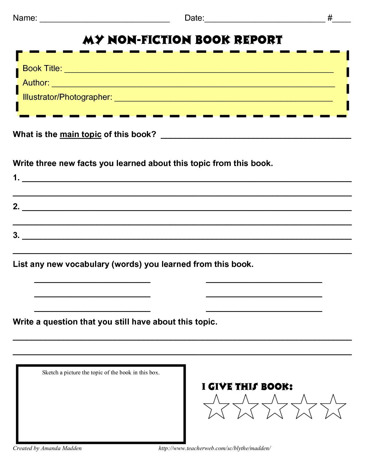 Second Grade Book Review Worksheet | Printable Worksheets Throughout Second Grade Book Report Template