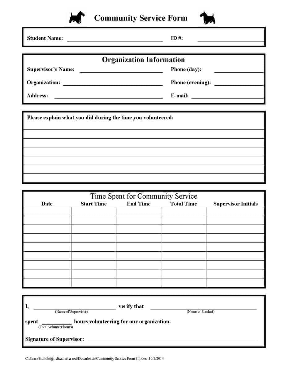 Service Request Form Templates – Word Excel Fomats Within Community Service Template Word