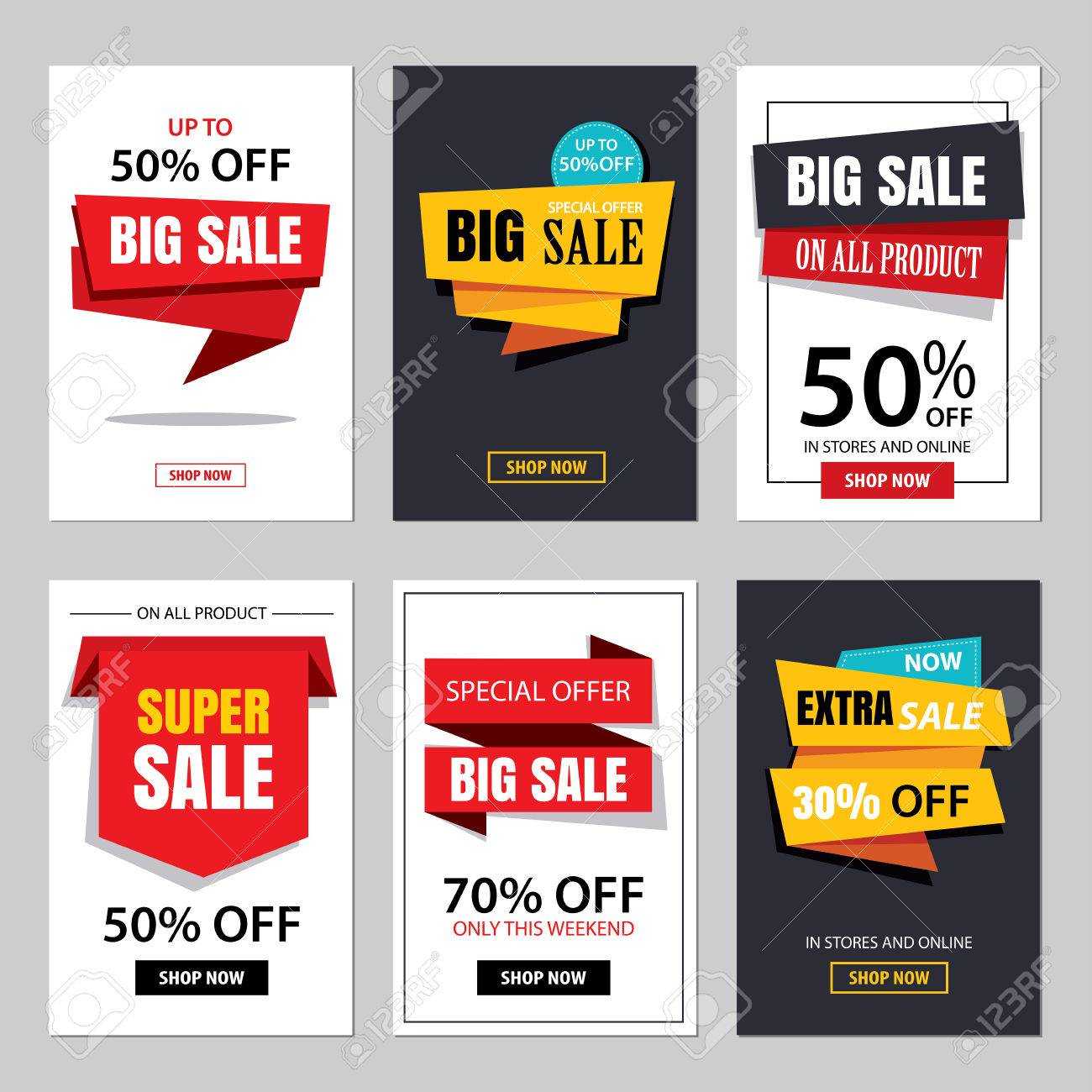 Set Of Sale Website Banner Templates.social Media Banners For.. Throughout Free Online Banner Templates