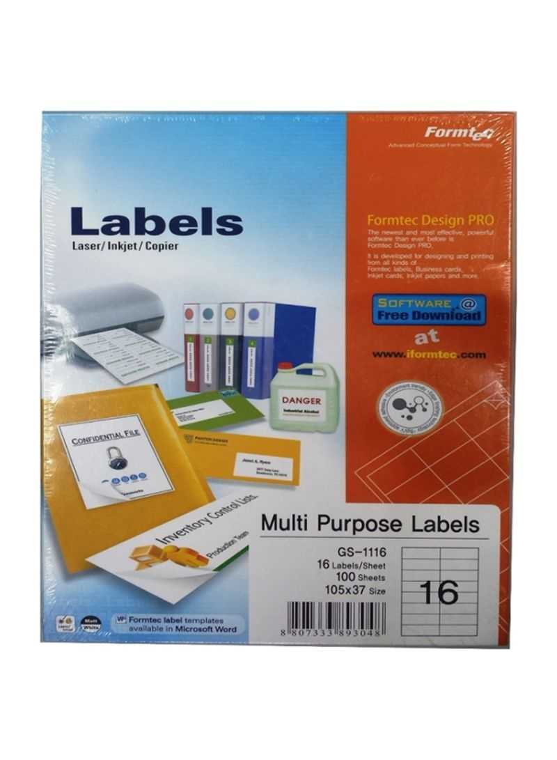 Shop Formtec 100 Sheets Label Per Sheet Box (16 Labels Per Sheet) Online In  Riyadh, Jeddah And All Ksa With Regard To Word Label Template 16 Per Sheet A4