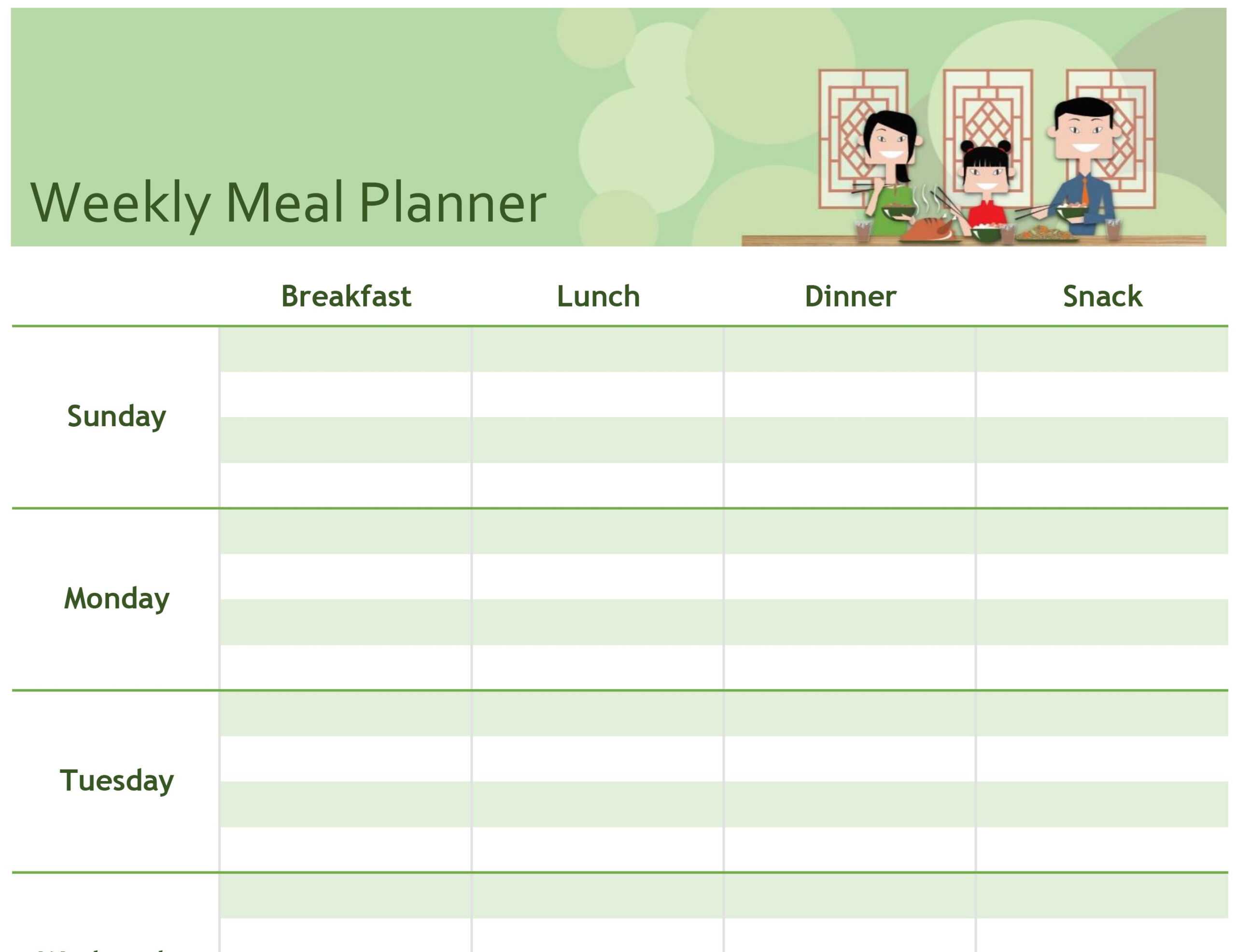 Simple Meal Planner In Blank Meal Plan Template