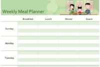 Simple Meal Planner within Menu Planning Template Word