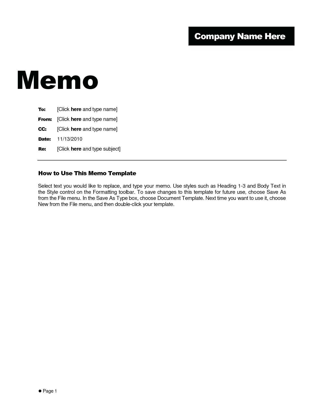 Simple Memo Template – Bestawnings For Memo Template Word 2010