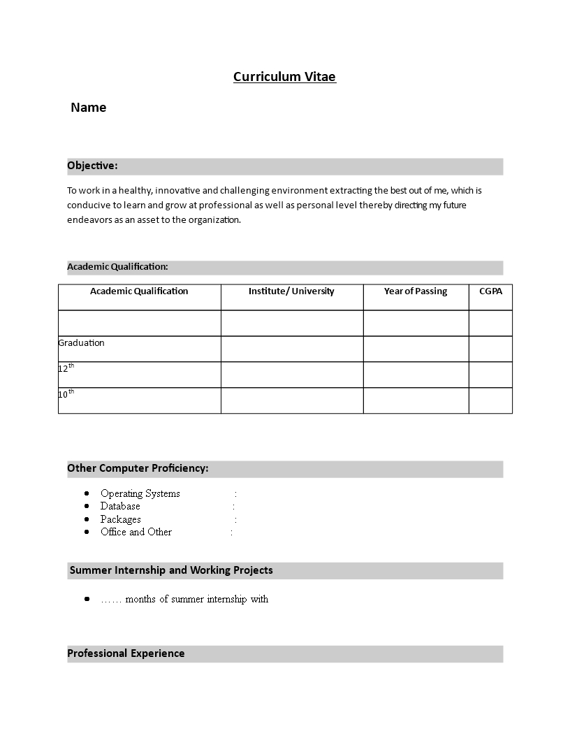 Simple Resume Format For Freshers Word | Templates At Intended For Simple Resume Template Microsoft Word