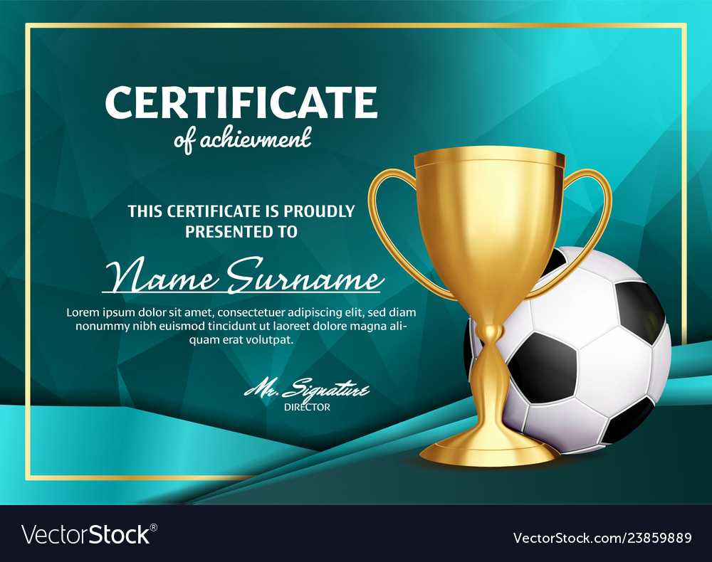 Soccer Certificate Diploma With Golden Cup Pertaining To Soccer Certificate Templates For Word