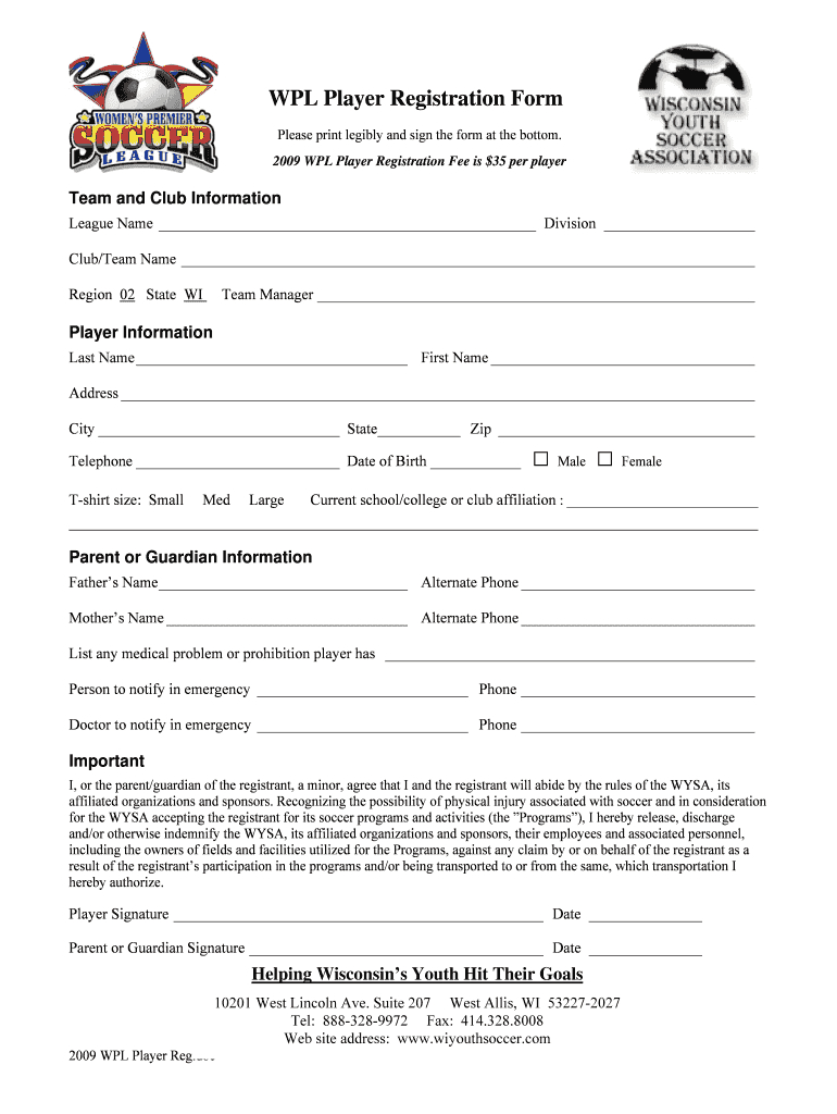 Soccer Registration Form Template – Fill Online, Printable Within Camp Registration Form Template Word