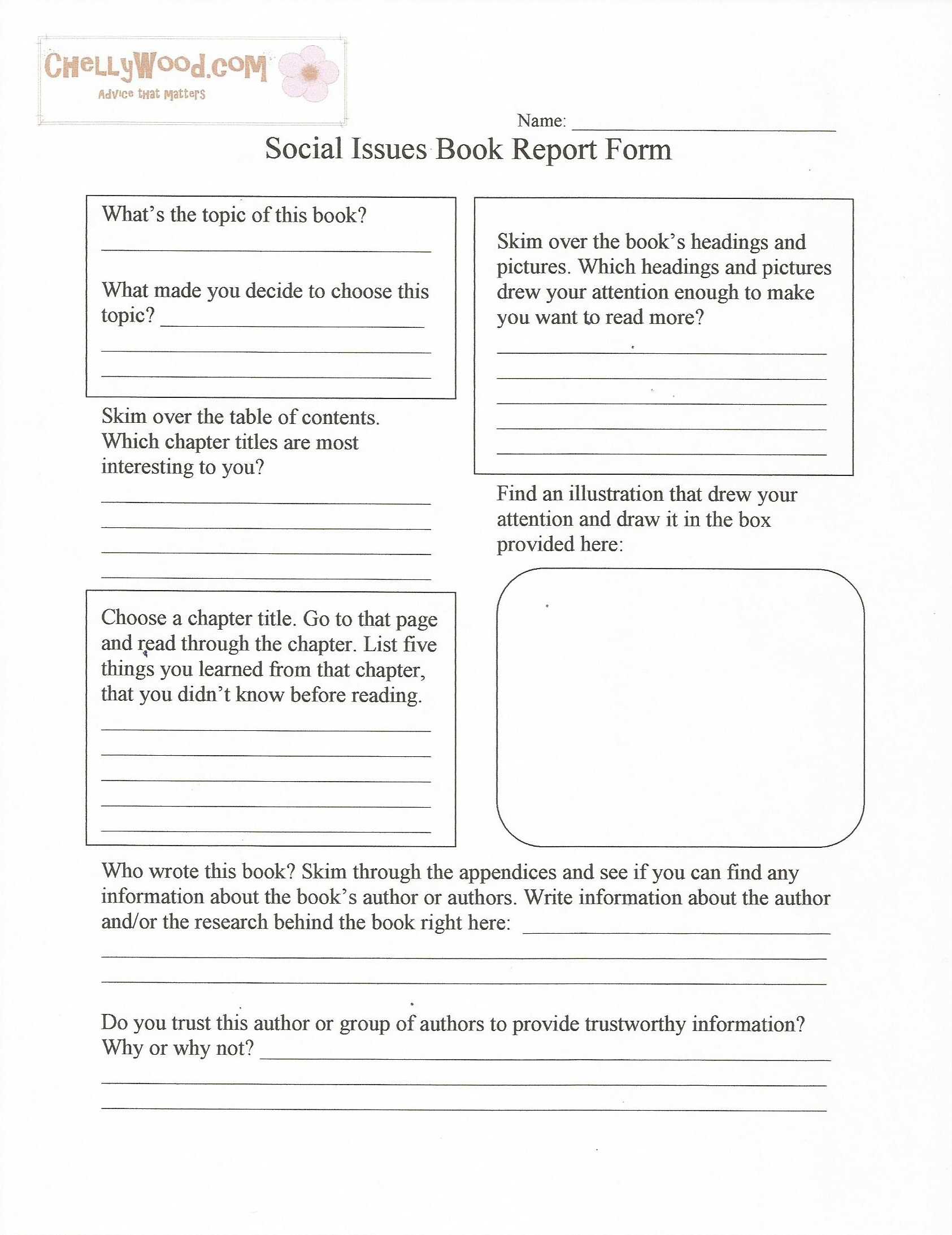 Social Issues Nonfiction Book Report Form–Free Printable Within Nonfiction Book Report Template