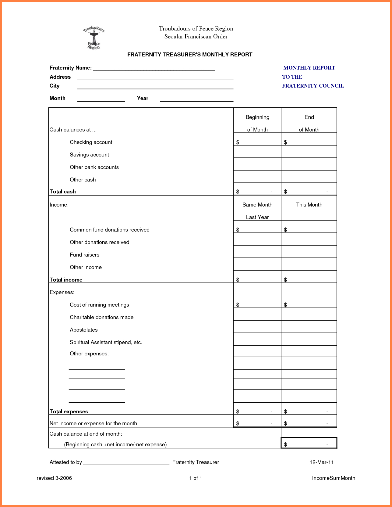 Social Media Monthly Report Template And 10 Treasurer Report Throughout Treasurer Report Template