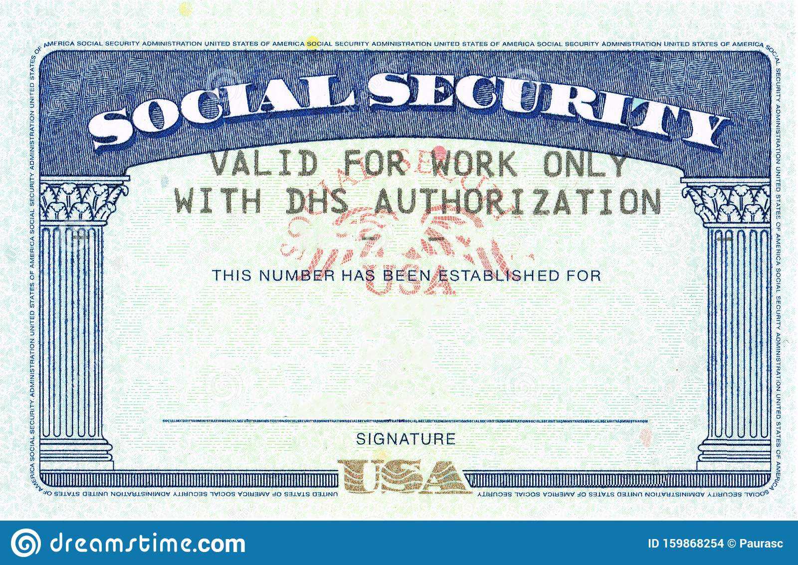 Social Security Card Blank Stock Photo. Image Of Blue Within Blank Social Security Card Template