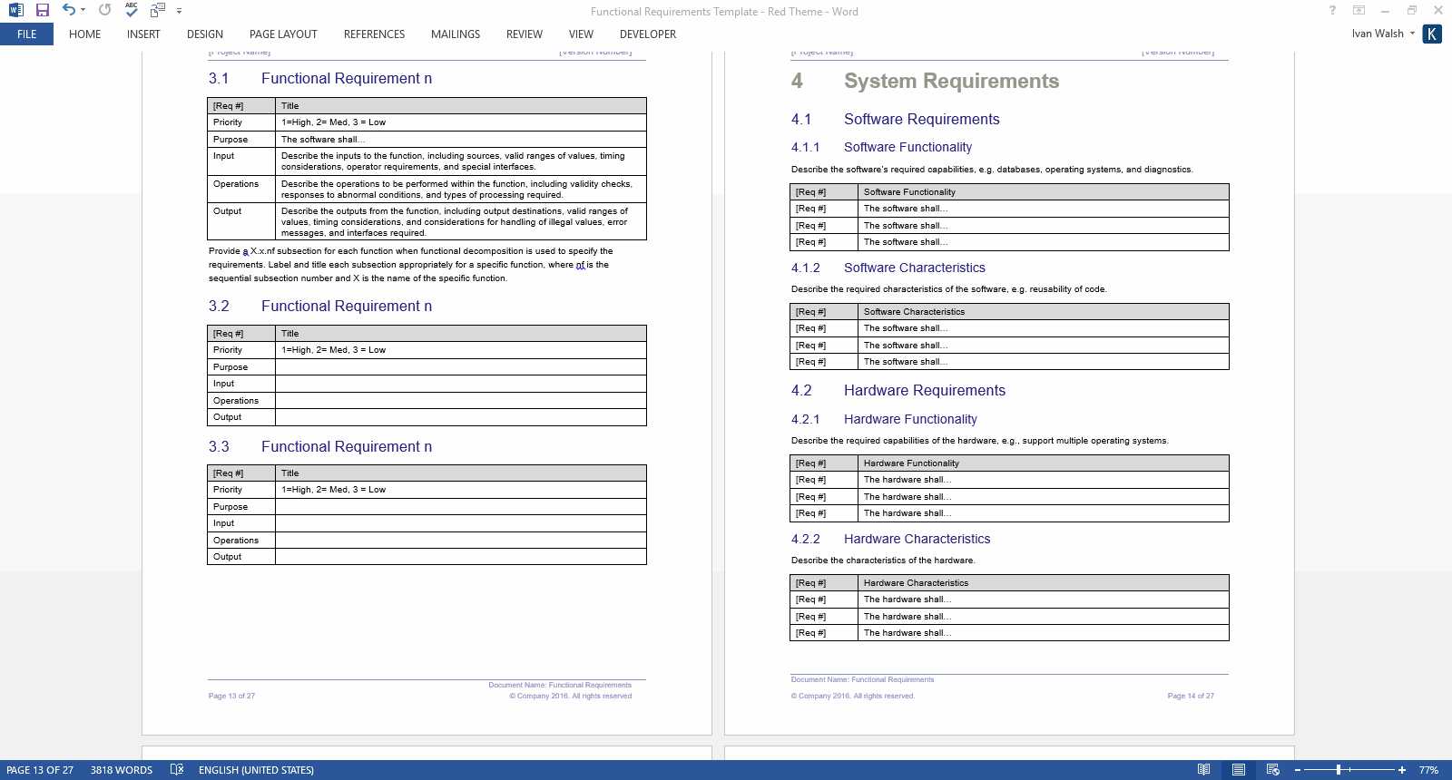 Software Requirements Document Template – Availabel Regarding Product Requirements Document Template Word