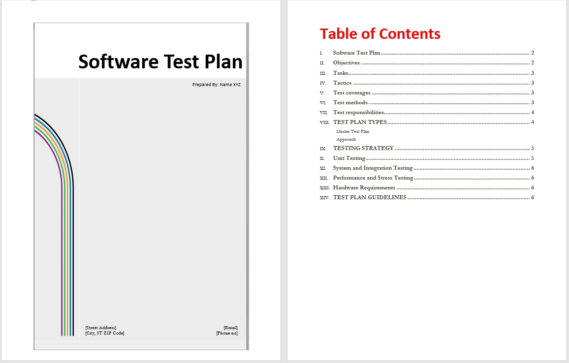 Software Test Plan Template - Word Templates For Test Template For Word