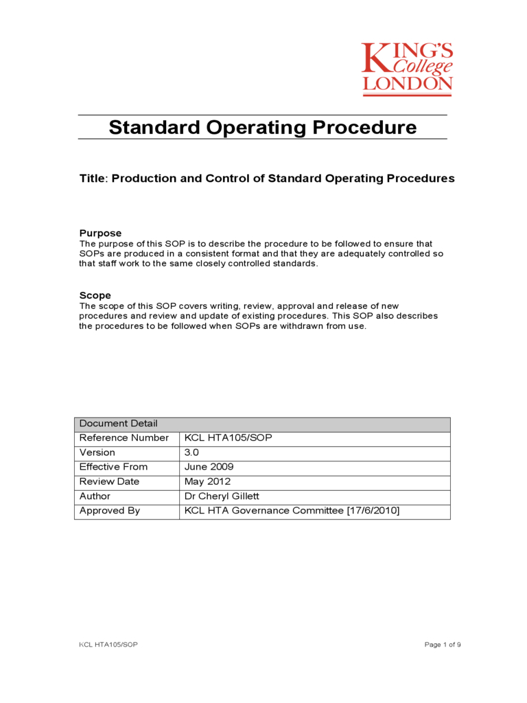 Sop Template - 6 Free Templates In Pdf, Word, Excel Download Inside Free Standard Operating Procedure Template Word 2010