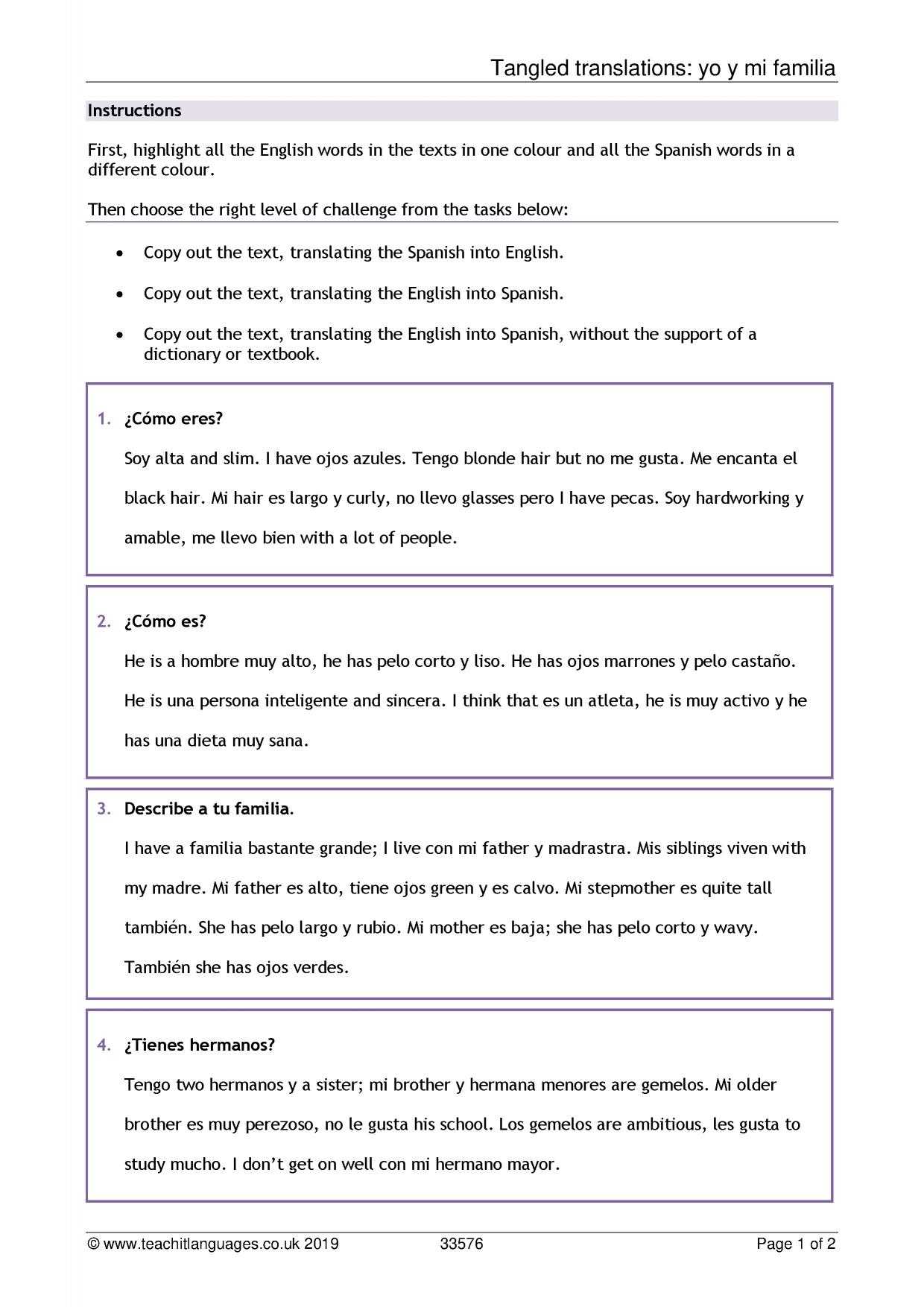 Spanish Language Teaching Resources – Teachit Languages Pertaining To Book Report Template In Spanish