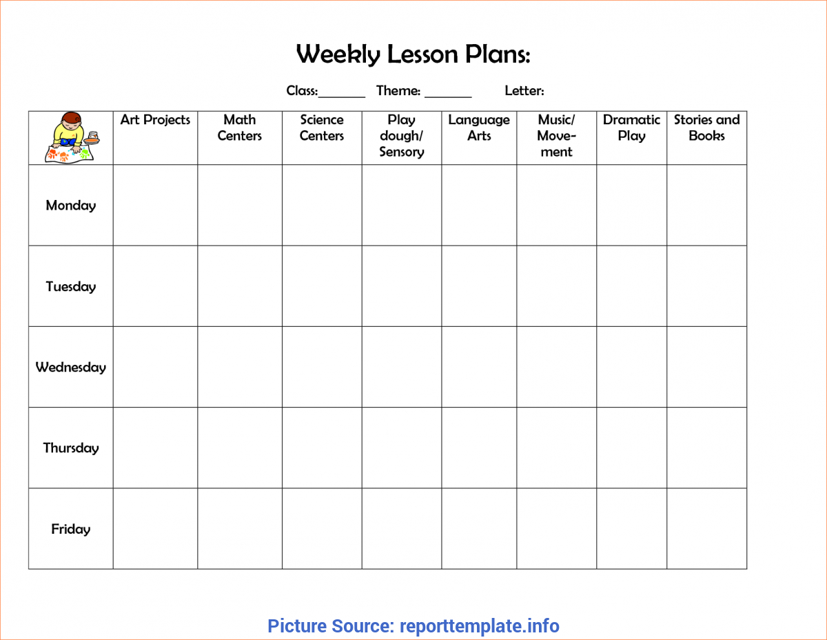 Special Lesson Plan Format Weekly 4+ Preschool Weekly Lesson In Preschool Weekly Report Template
