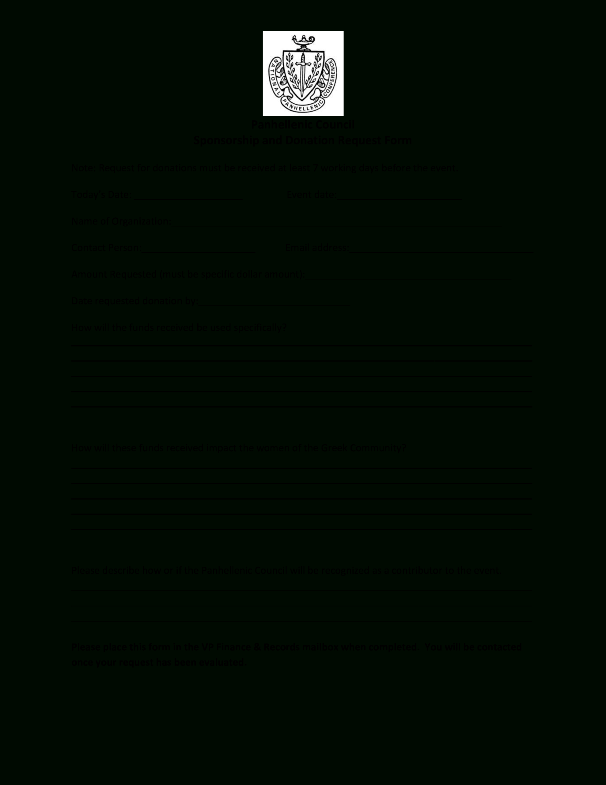 Sponsorship Request Form | Templates At In Blank Sponsorship Form Template