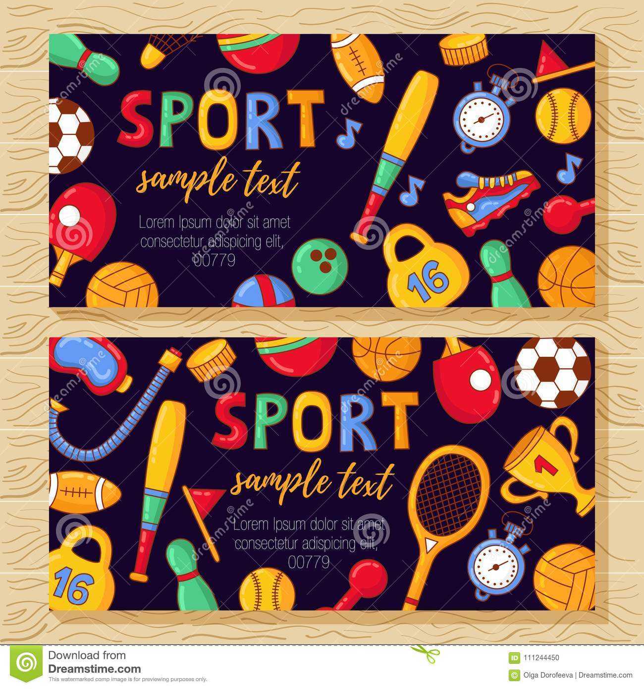 Sport Banners Template With Fitness Doodle Icons Stock Regarding Sports Banner Templates