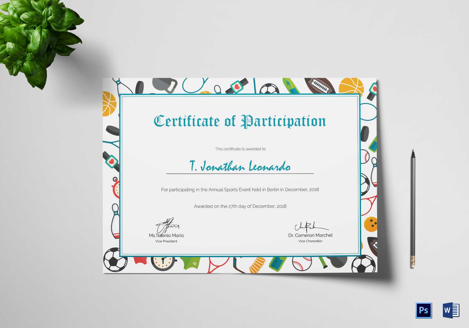 Sports Participation Certificate Template Pertaining To Certificate Of Participation Template Word