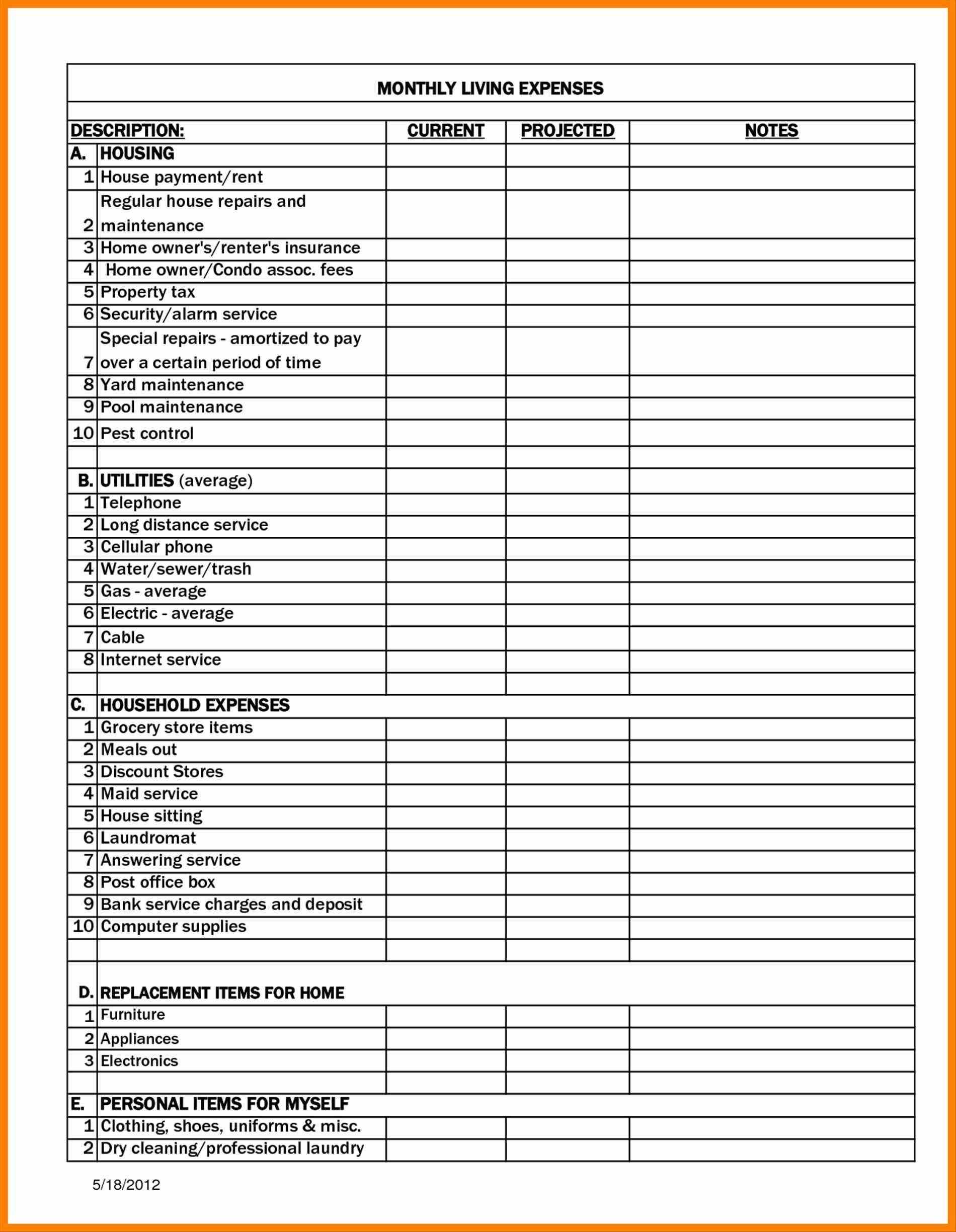 Spreadsheet Condo Expenses Personal Monthly Expense Report Within Monthly Expense Report Template Excel
