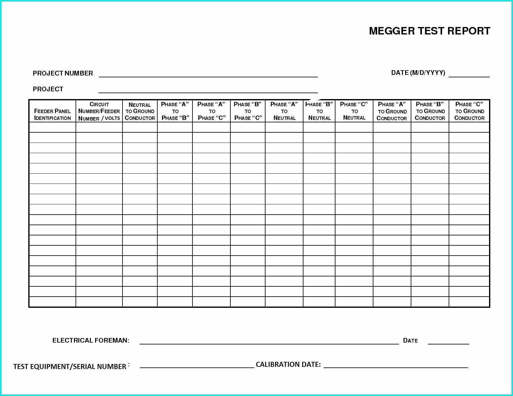 Spreadsheet Electrical Panel Load Tion Residential Of Regarding Megger Test Report Template