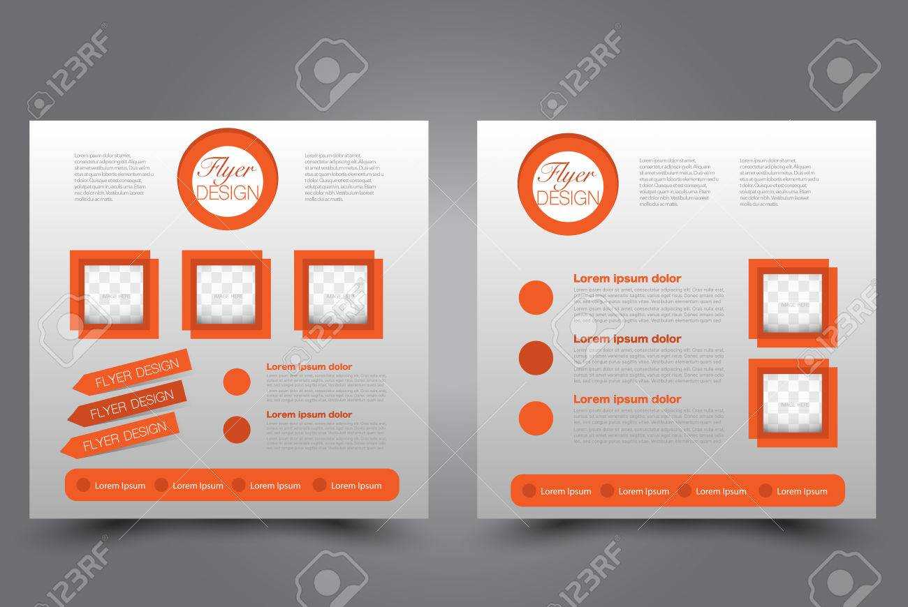 Square Flyer Template. Brochure Design. Annual Report Poster. Leaflet  Cover. For Business And Education. Vector Illustration. Orange Color. With Noc Report Template