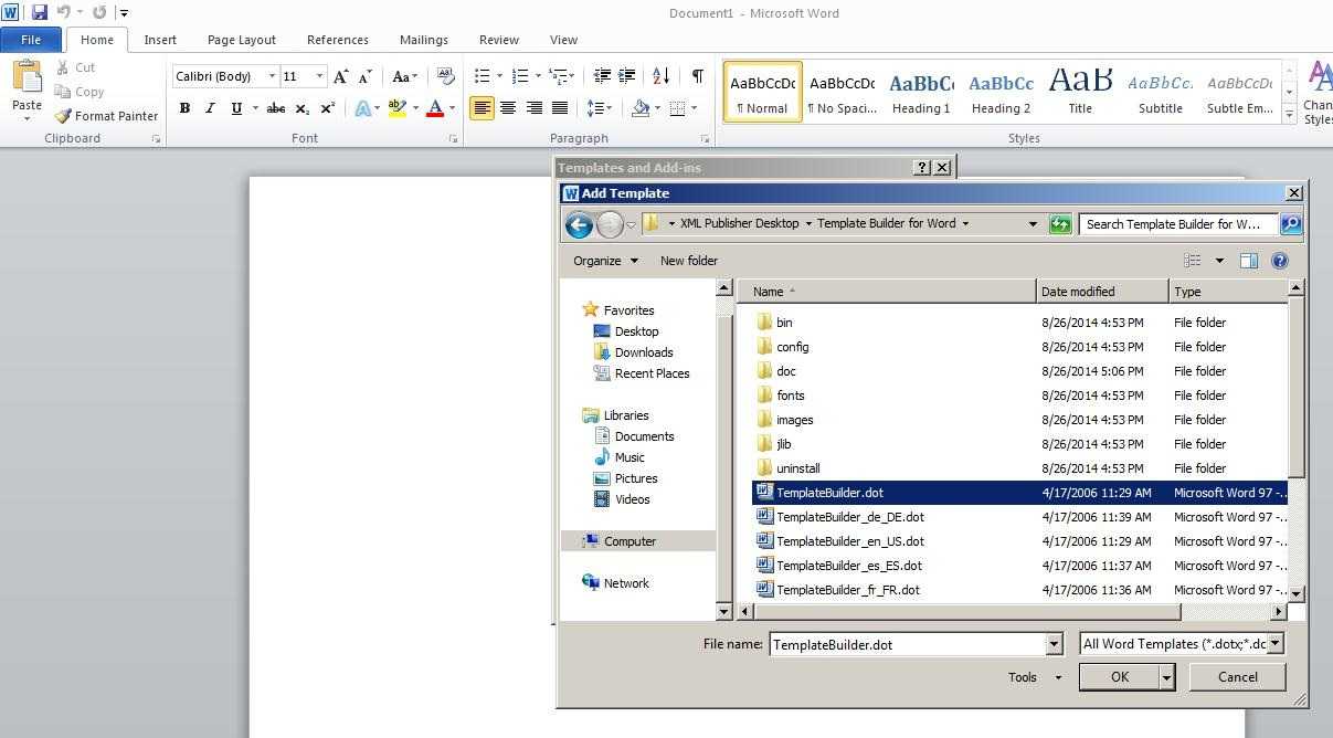 Steps To Enable Bi Publisher Add In Menu In Microsoft Office Throughout Word 2010 Templates And Add Ins