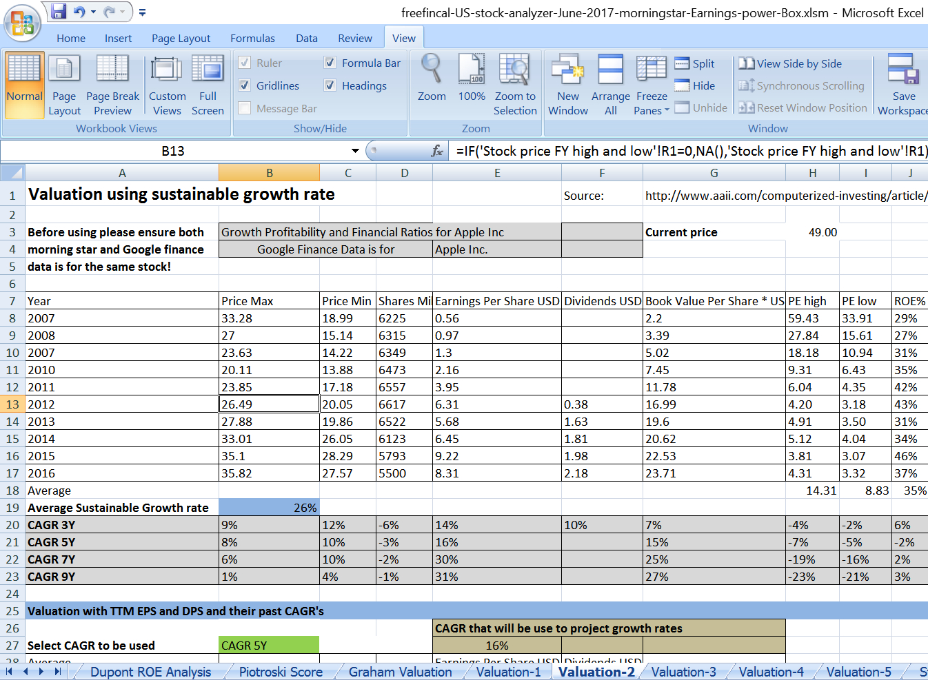 Stock Analysis Spreadsheet For U.s. Stocks: Free Download Intended For Stock Report Template Excel