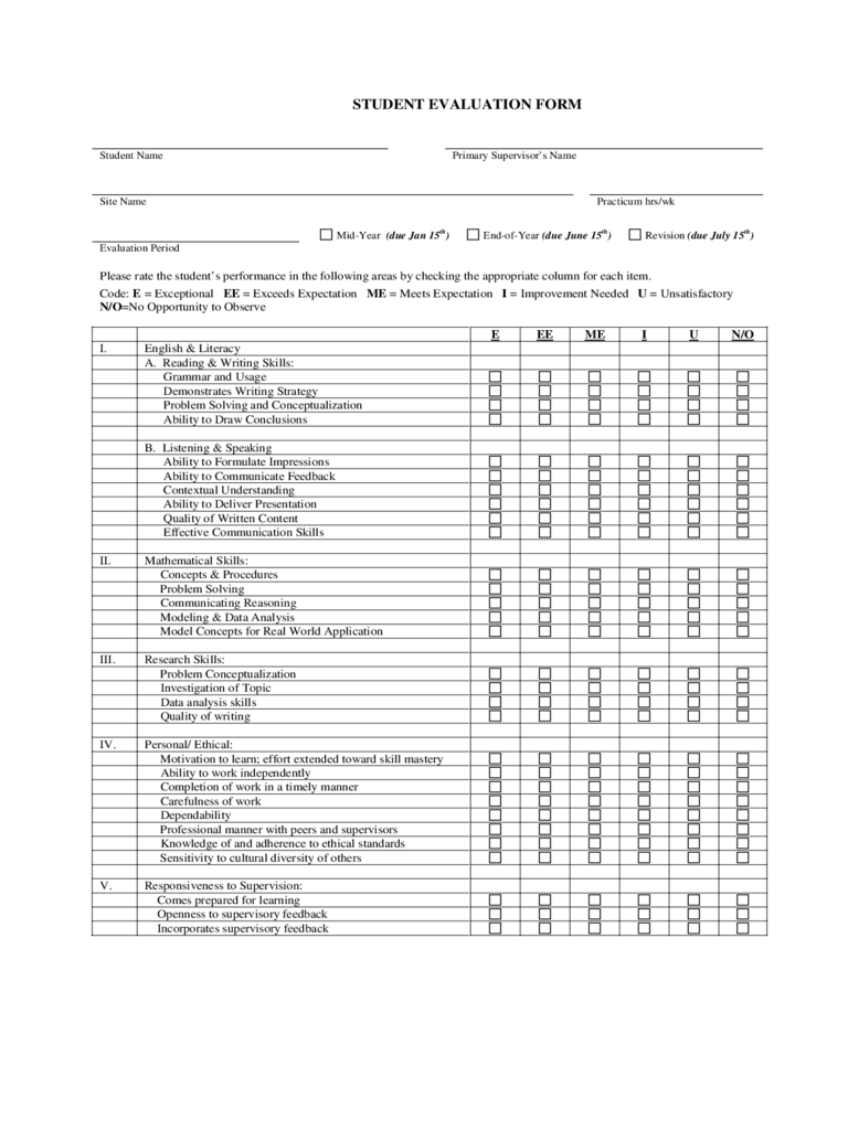 Student Evaluation Form – 3 Free Templates In Pdf, Word Throughout Student Feedback Form Template Word