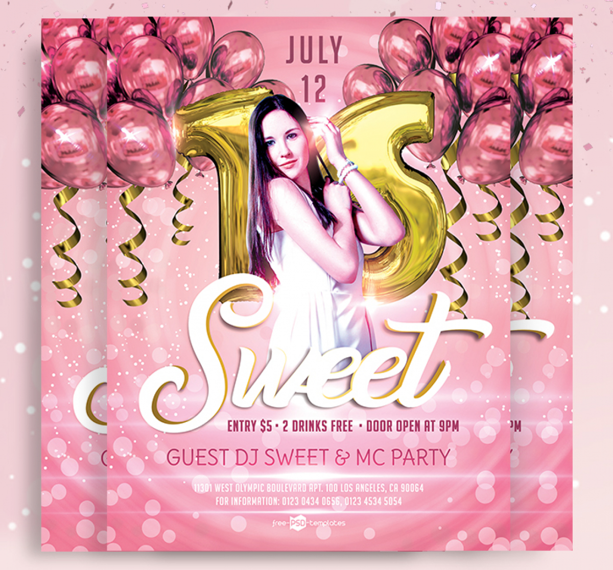 Sweet 16 Birthday Party Flyer Psd Template – Mockup Free Pertaining To Sweet 16 Banner Template