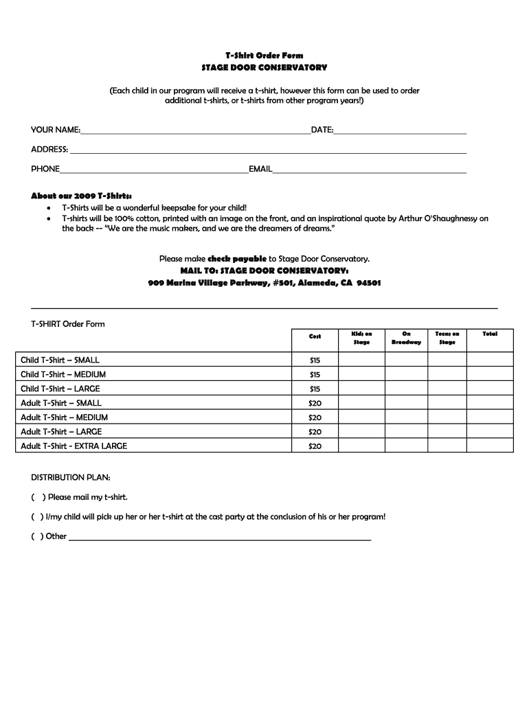 T Shirt Order Form Template – Fill Online, Printable In Blank T Shirt Order Form Template