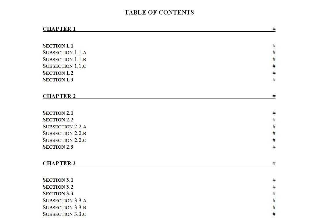 Table Of Contents Template | Table Of Contents Template Free Within Blank Table Of Contents Template