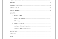 Table Of Contents - Thesis And Dissertation - Research for Report Content Page Template