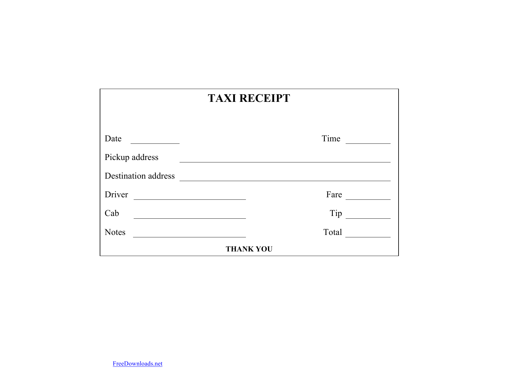 Taxi Cab Receipt Form – Barati.ald2014 With Blank Taxi Receipt Template