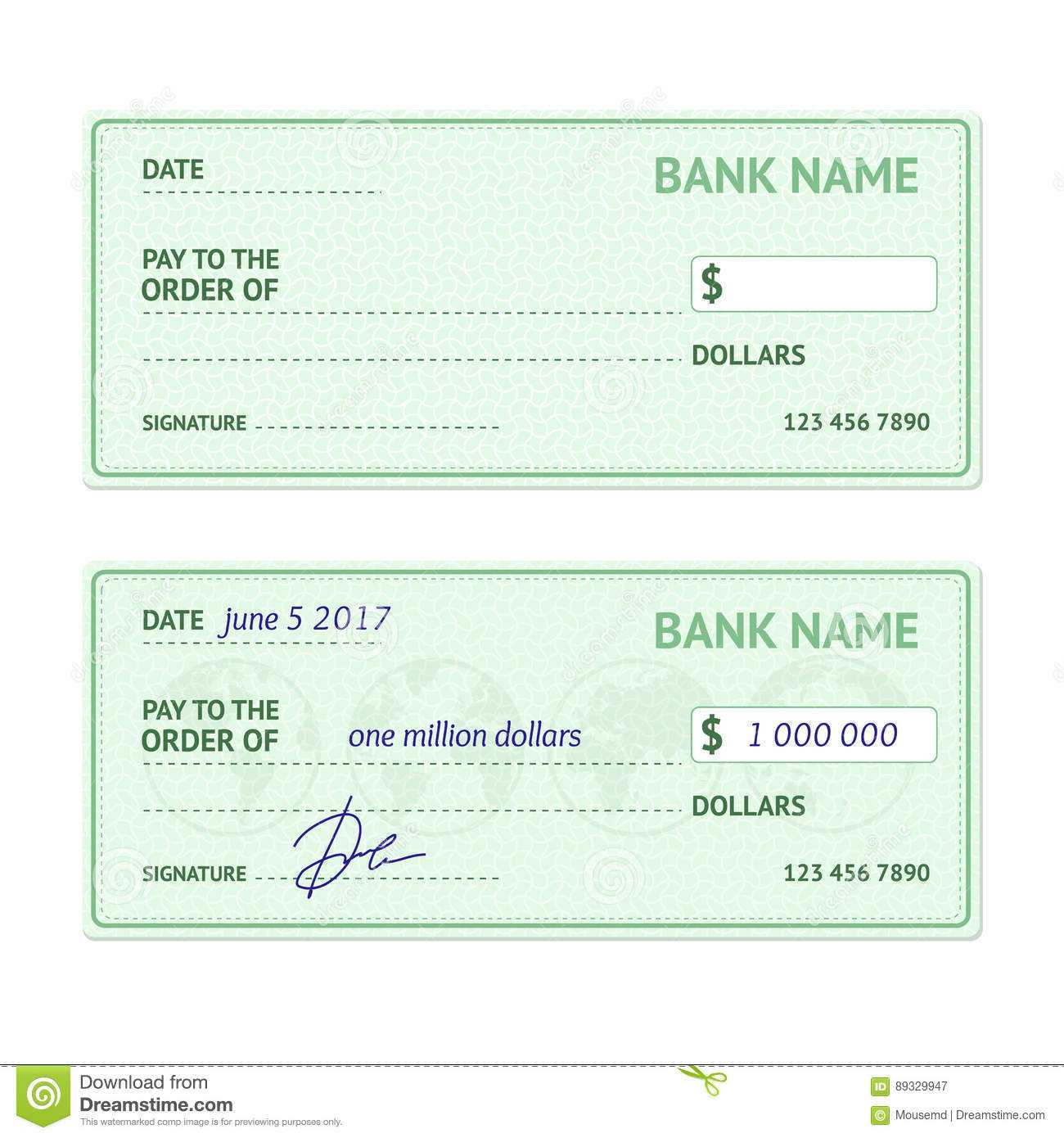 Template Blank Bank Check. Vector Stock Vector Inside Blank Business Check Template