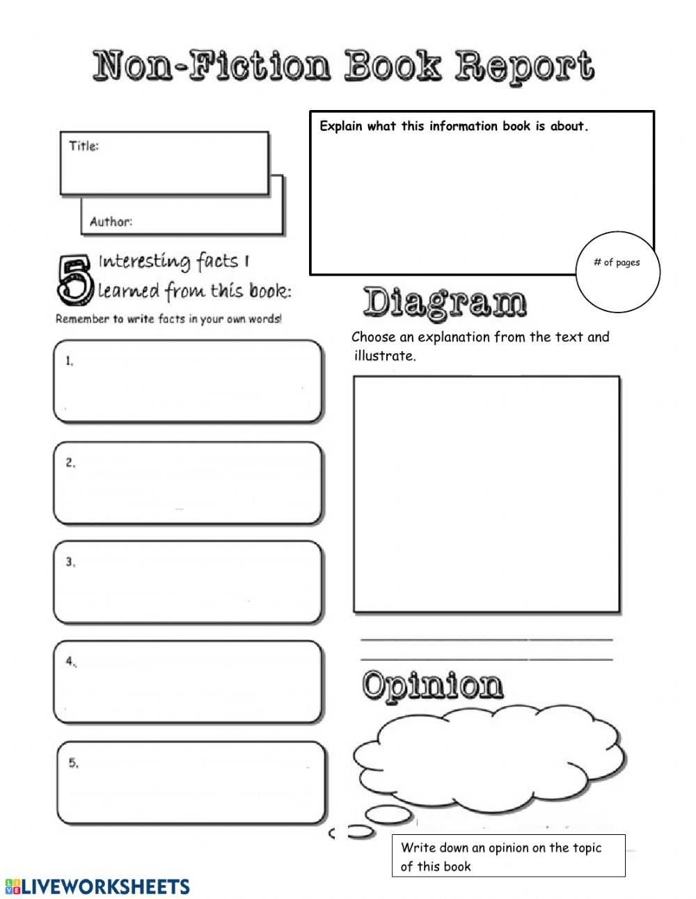 Template For Reading Comprehension – Interactive Worksheet With Regard To Nonfiction Book Report Template
