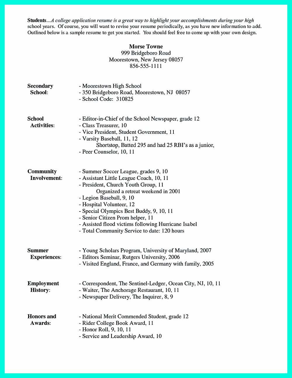 Terrific Resume Template For High School Students With Intended For College Student Resume Template Microsoft Word