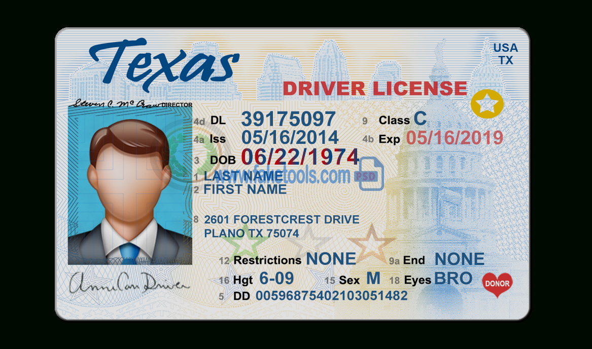 Texas Driver License Psd Template Inside Blank Drivers License Template