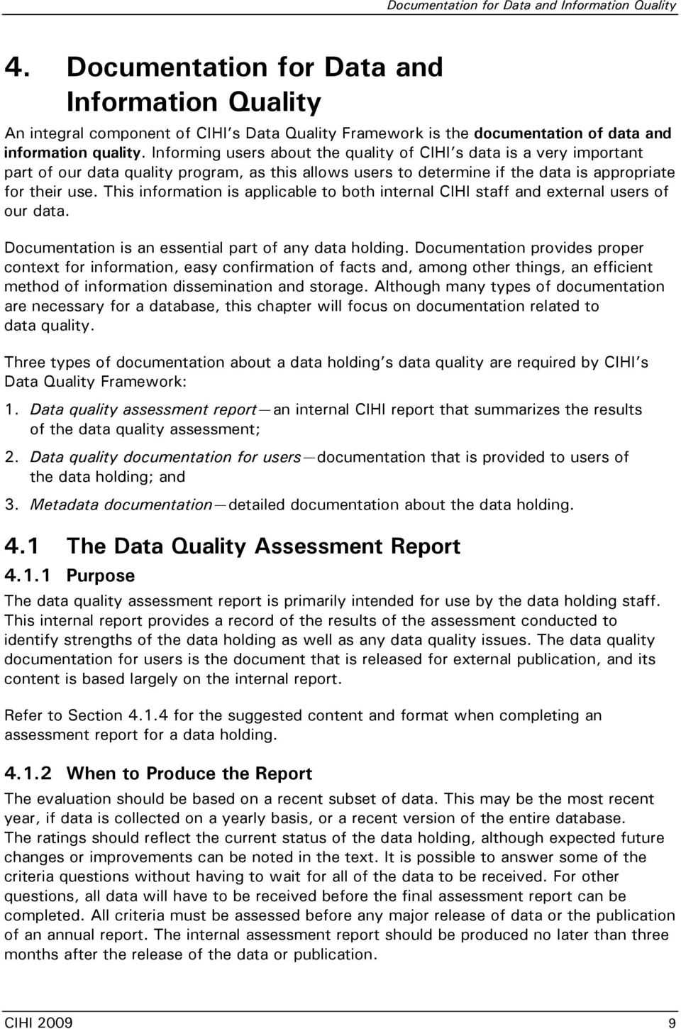 The Cihi Data Quality Framework – Pdf Free Download Pertaining To Data Quality Assessment Report Template