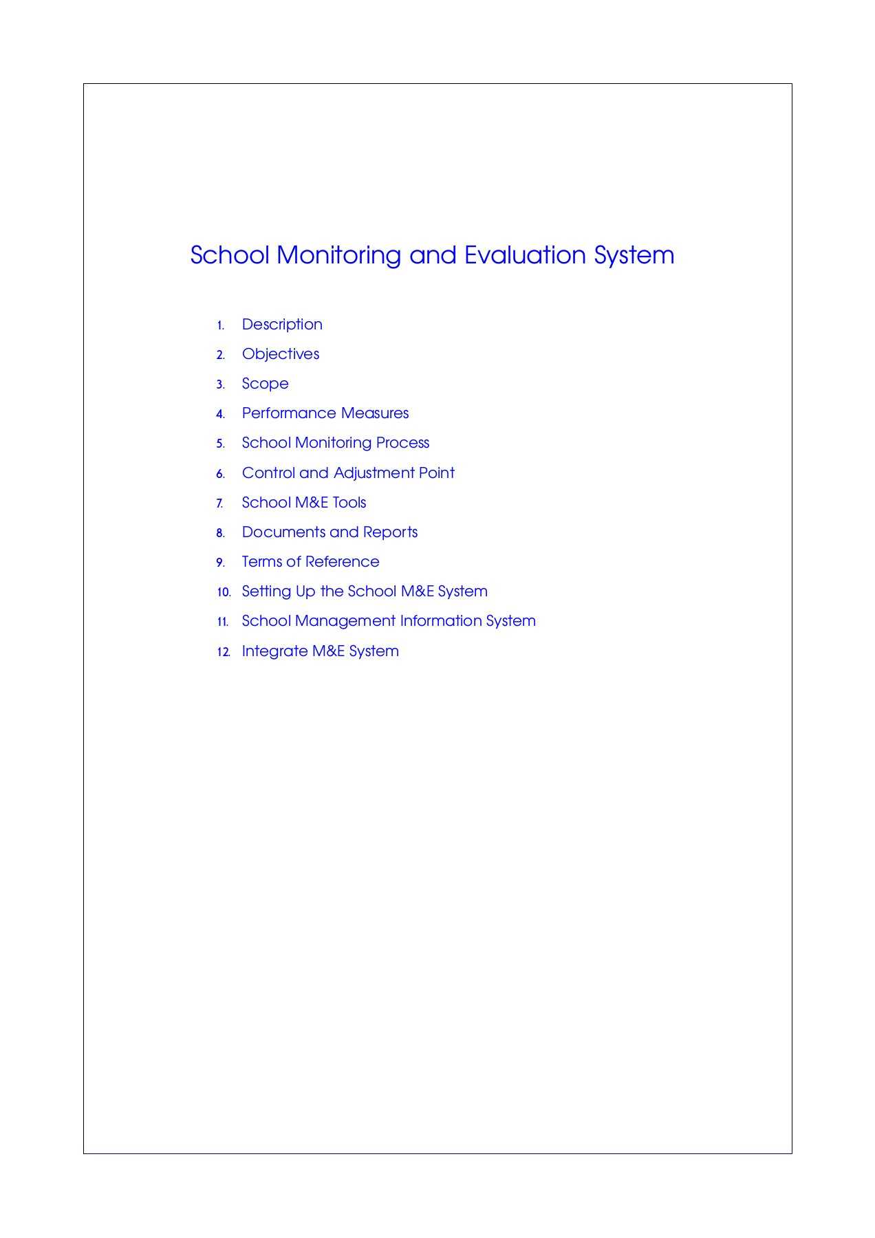 The School Monitoring And Evaluation System Pages 1 – 50 Regarding M&e Report Template
