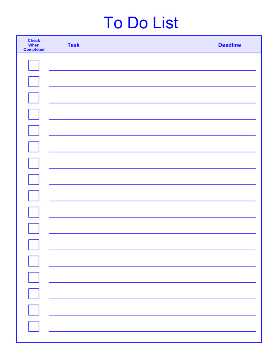 Things To Do List Template Pdf Intended For Blank To Do List Template