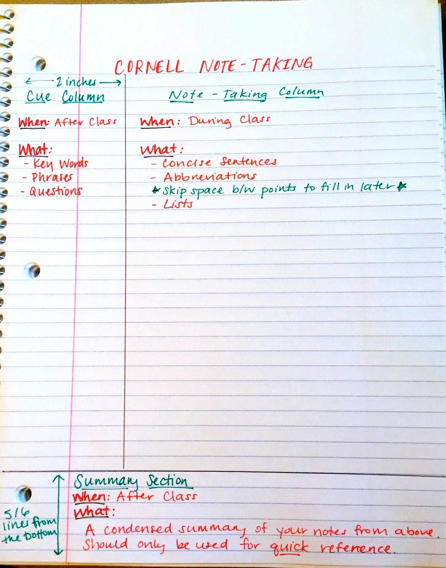 Tips For Using The Cornell Note Taking Method – Law School With Note Taking Template Word