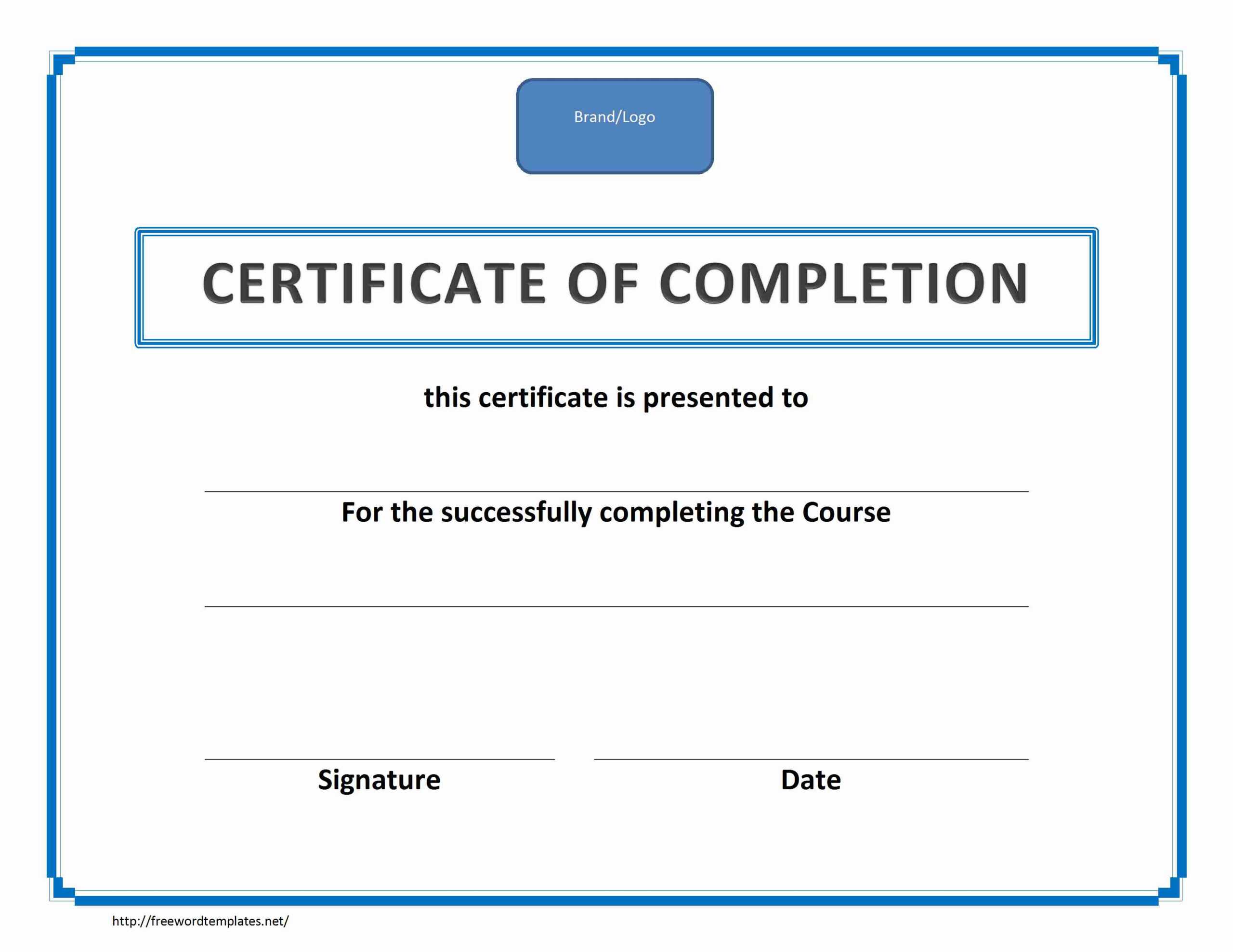 Training Certificate Template Pdf | Blank Certificates Intended For Training Certificate Template Word Format